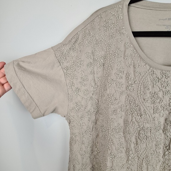 Pure Jill Women's PXL Organic Cotton Embroidered Short Sleeve Pullover T-Shirt - Picture 2 of 9